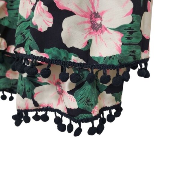 Tropical Boho Tank With Pom Pom Fringe Layered Ruffles - Picture 5 of 9